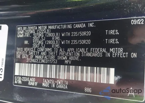 2022 Lexus Nx 350 Luxury z USA, uszkodzony, nr VIN 2T2HGCEZ3NC011753